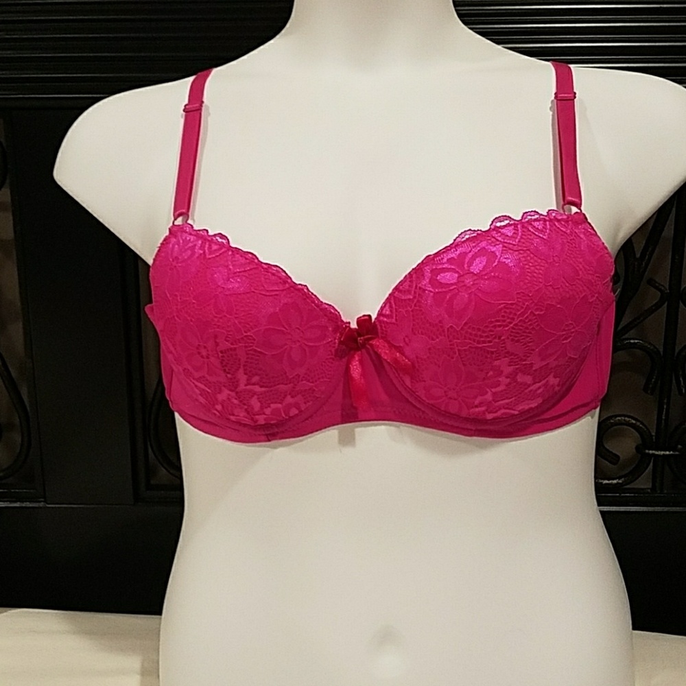 Pink padded push-up bra